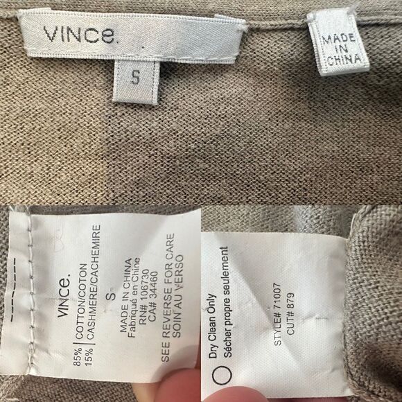 VINCE Round Hem Cardigan Cashmere Sweater Size S - Picture 9 of 11